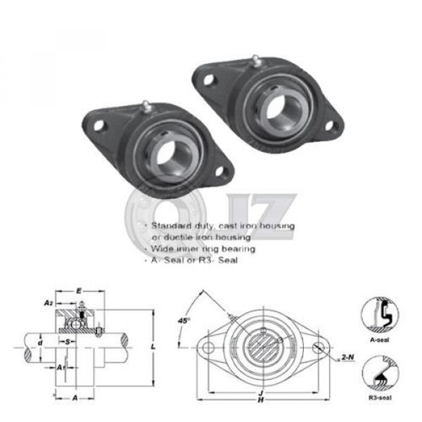 2x 35 mm 2-Bolts Flange Units Cast Iron UCFL207 Mounted Bearing UC207 + FL207 #2 image